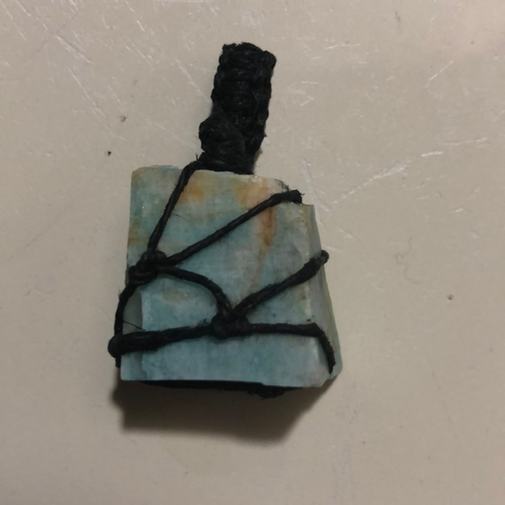 46+ carat rough amazonite pendant necklace